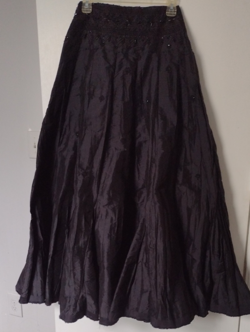 NEW Free People Black Beaded Full Trumpet Belly Dancer Maxi Skirt Size 6